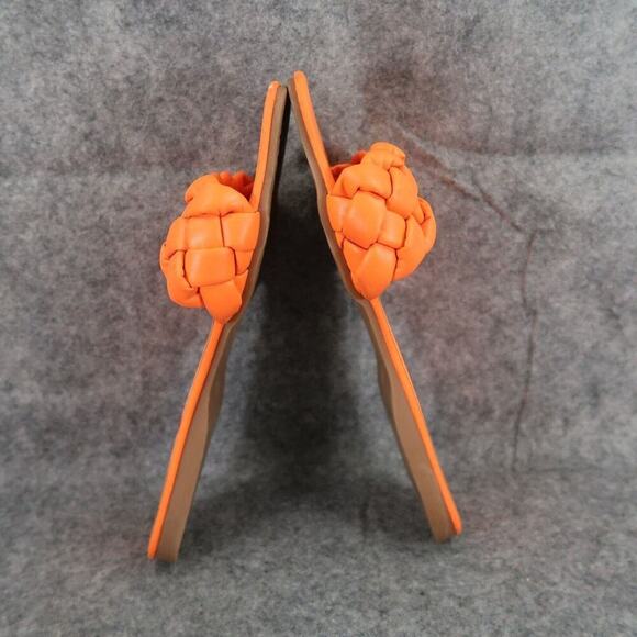 Ego Shoes Womens 39 Sandals Slides Woven Strap Slip On Casual Orange Square Toe - Picture 8 of 12